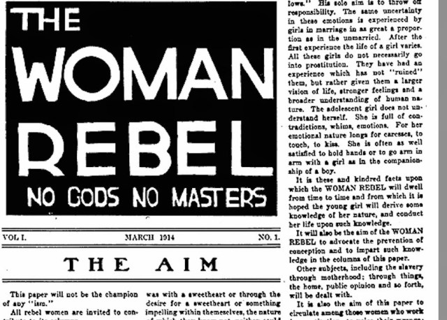 'The Woman Rebel' Volume I, Page 1
