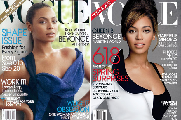 Beyoncé's 'Vogue' covers, April 2009 and March 2013 (Celebuzz)