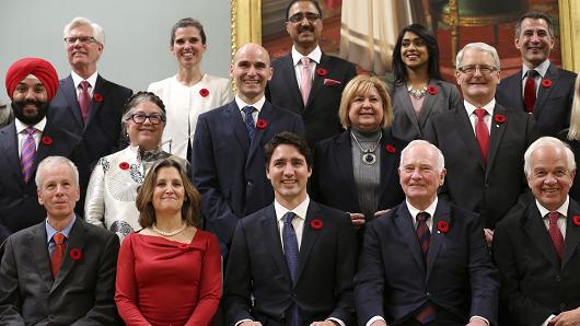 Canadian Prime Minister Justin Trudeau and his cabinet (CNBC)